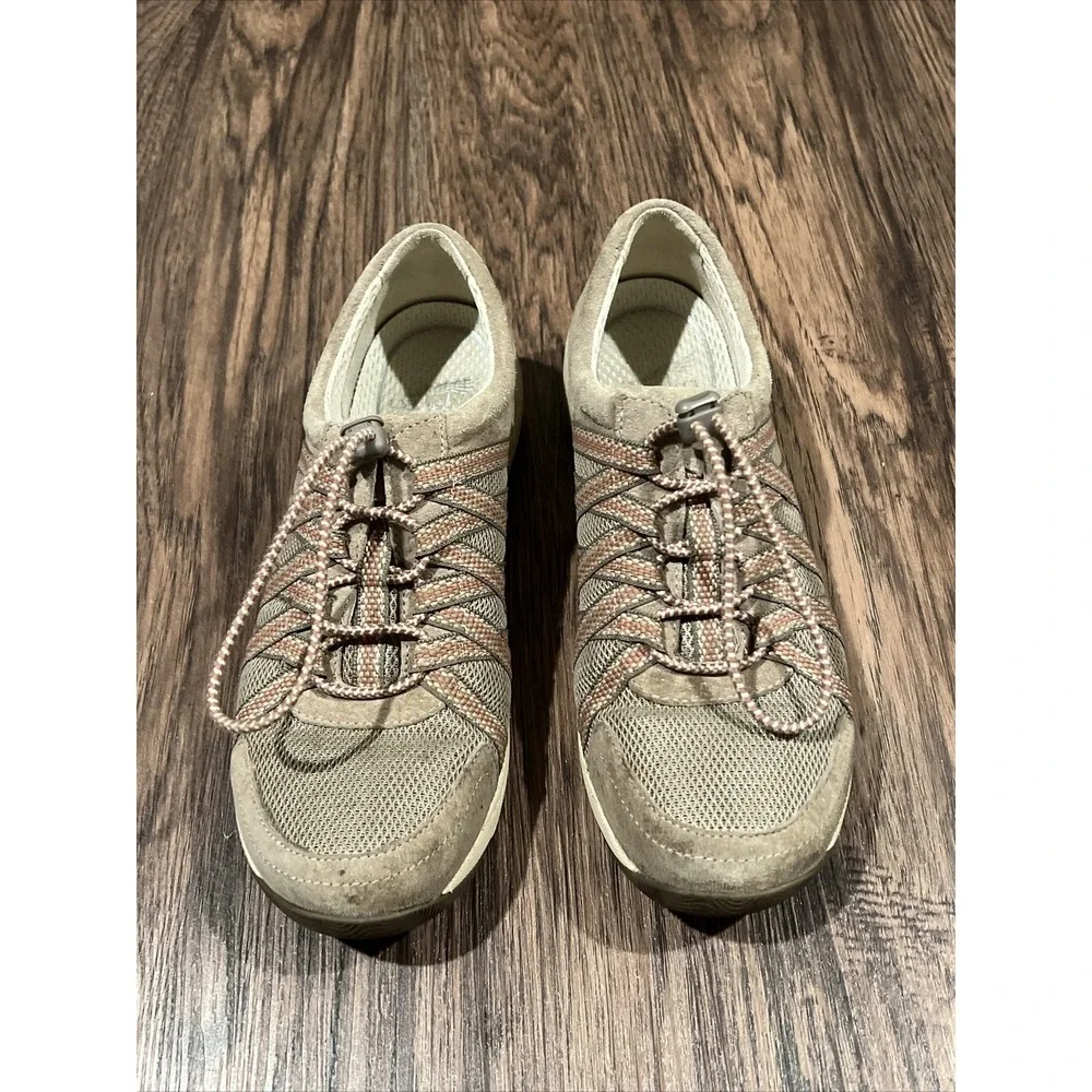 Dansko Honor Womens Sneakers Walking Shoes Suede Mesh Bungee Lace Up Tan 38